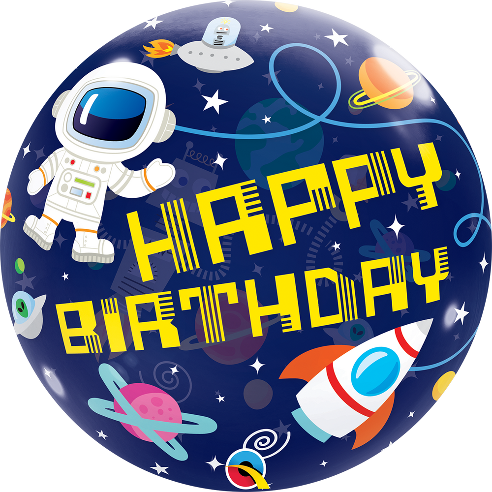 Outer Space HBD Astronaut Bubble Balloon