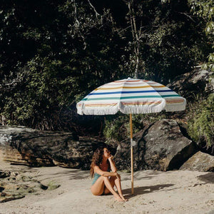 The perfect combination of form and function - the Premium Beach Umbrella by Basil Bangs.