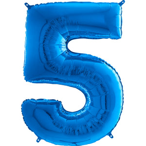 Number Balloons Blue or Fuchsia Mylar