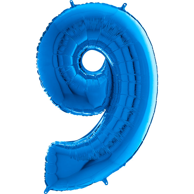 Number Balloons Blue or Fuchsia Mylar