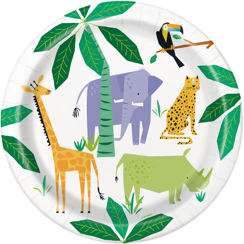 Safari Jungle paper plate collection boys birthday elephant cheetah giraffe rhino
