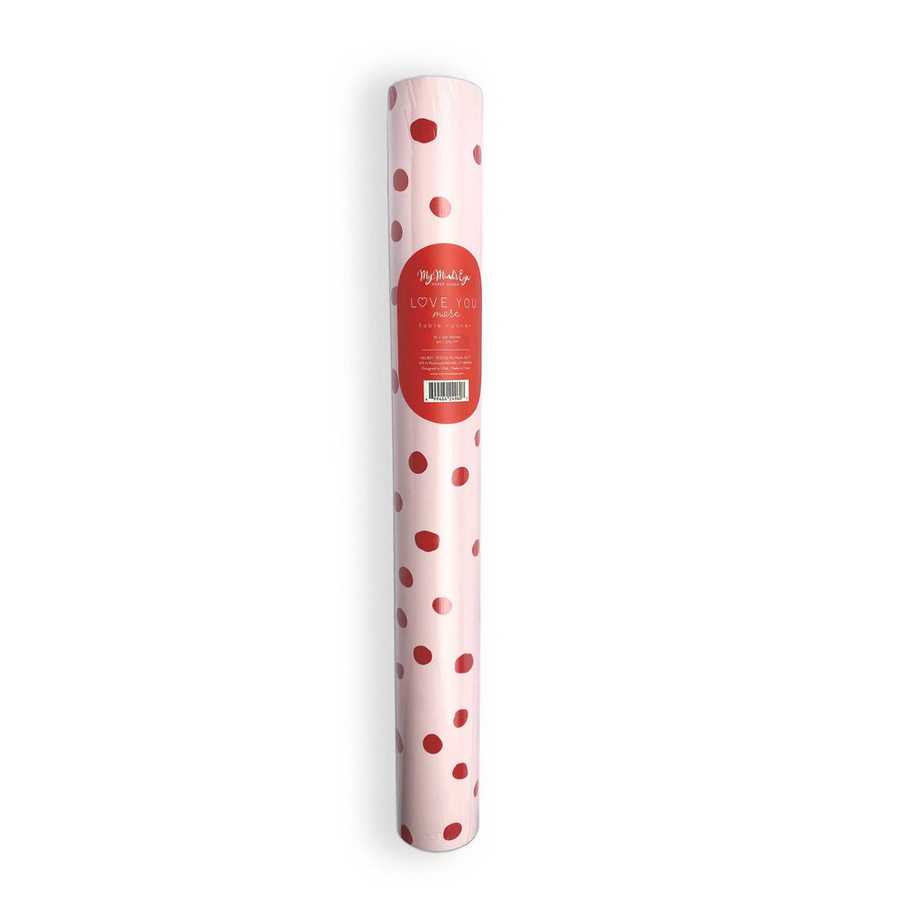 Valentine Pink With Red Dots Paper Table Runner