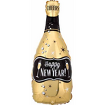 Happy New Year Gold Bottle Cheers Balloon