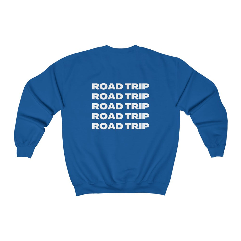 
                
                    Load image into Gallery viewer, ROAD TRIP Unisex Heavy Blend™ Crewneck Sweatshirt (printed on back)
                
            