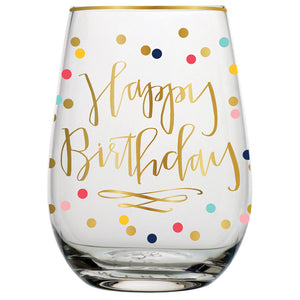 
                
                    Load image into Gallery viewer, Happy Birthday Stemless Wine Glass 18 oz.
                
            