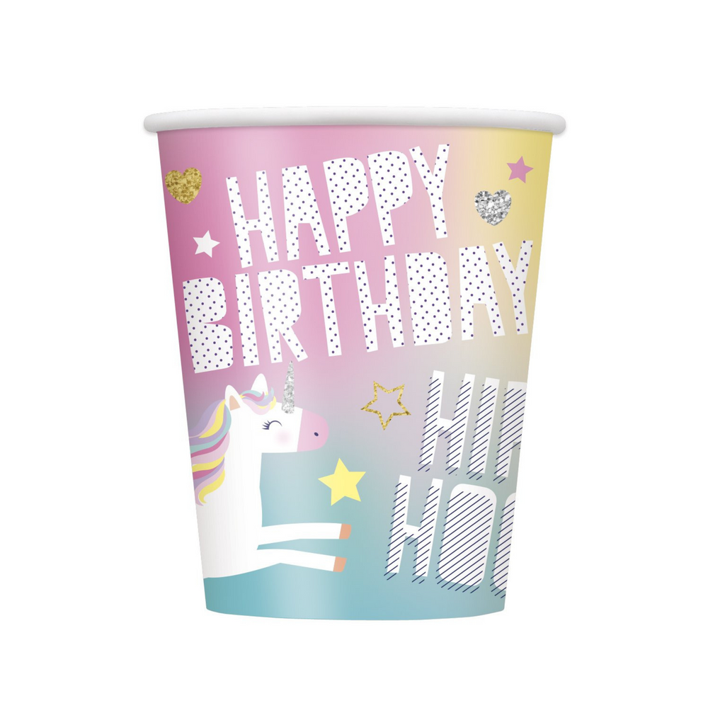 Unicorn Happy Birthday Cups 9 oz.