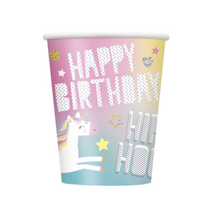 
                
                    Load image into Gallery viewer, Unicorn Happy Birthday Cups 9 oz.
                
            