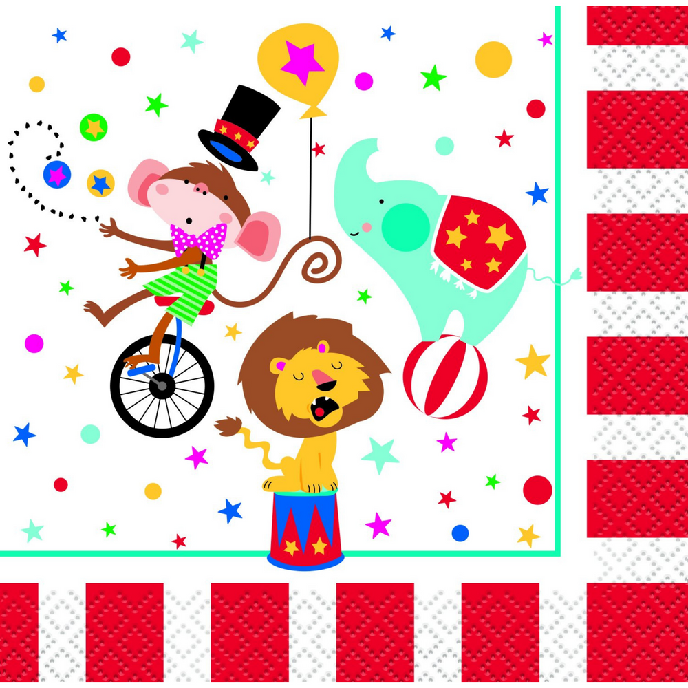 
                
                    Load image into Gallery viewer, circus animal paper napkin birthday party supplies toronto tableware
                
            