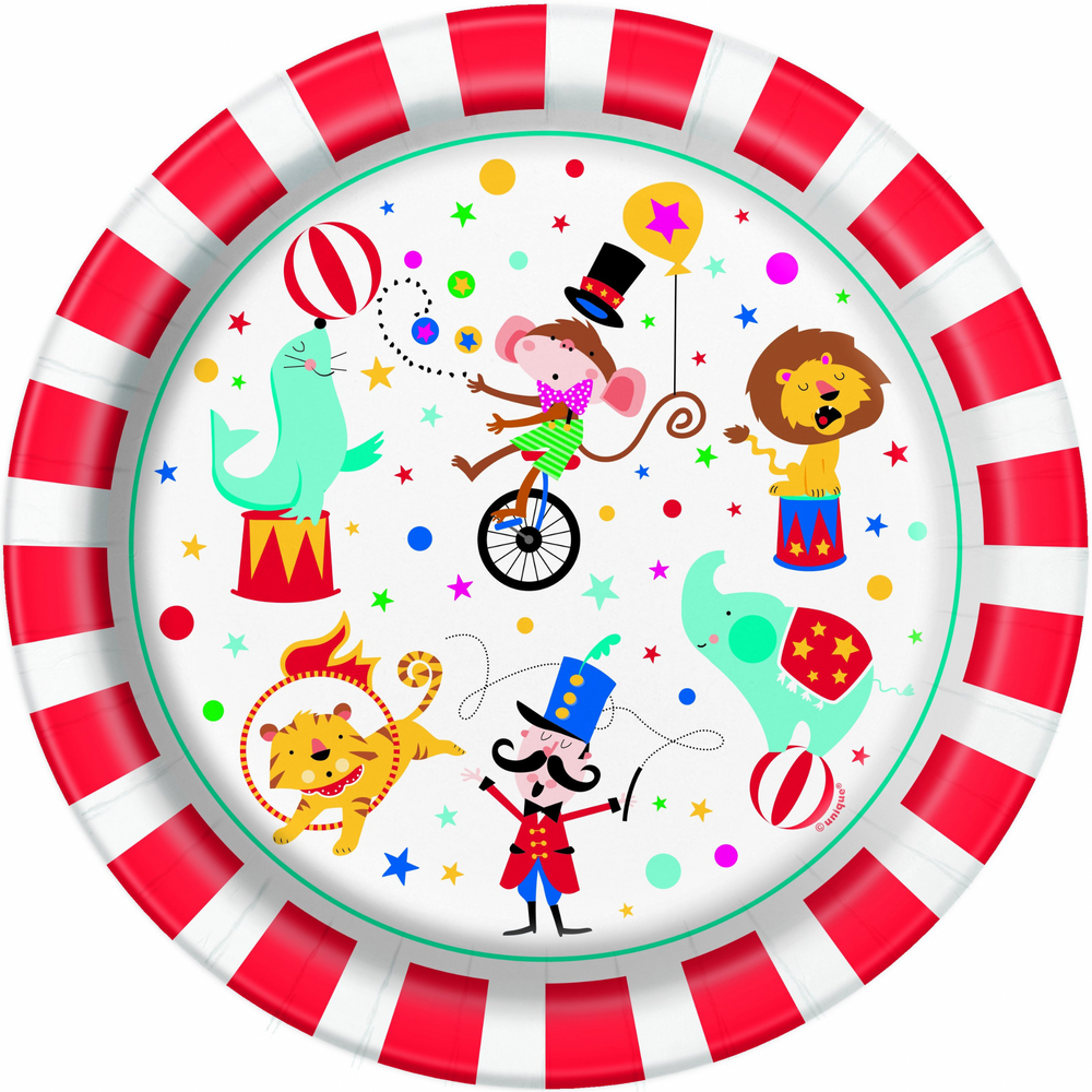 
                
                    Load image into Gallery viewer, circus animal paper plate birthday party supplies toronto tableware
                
            