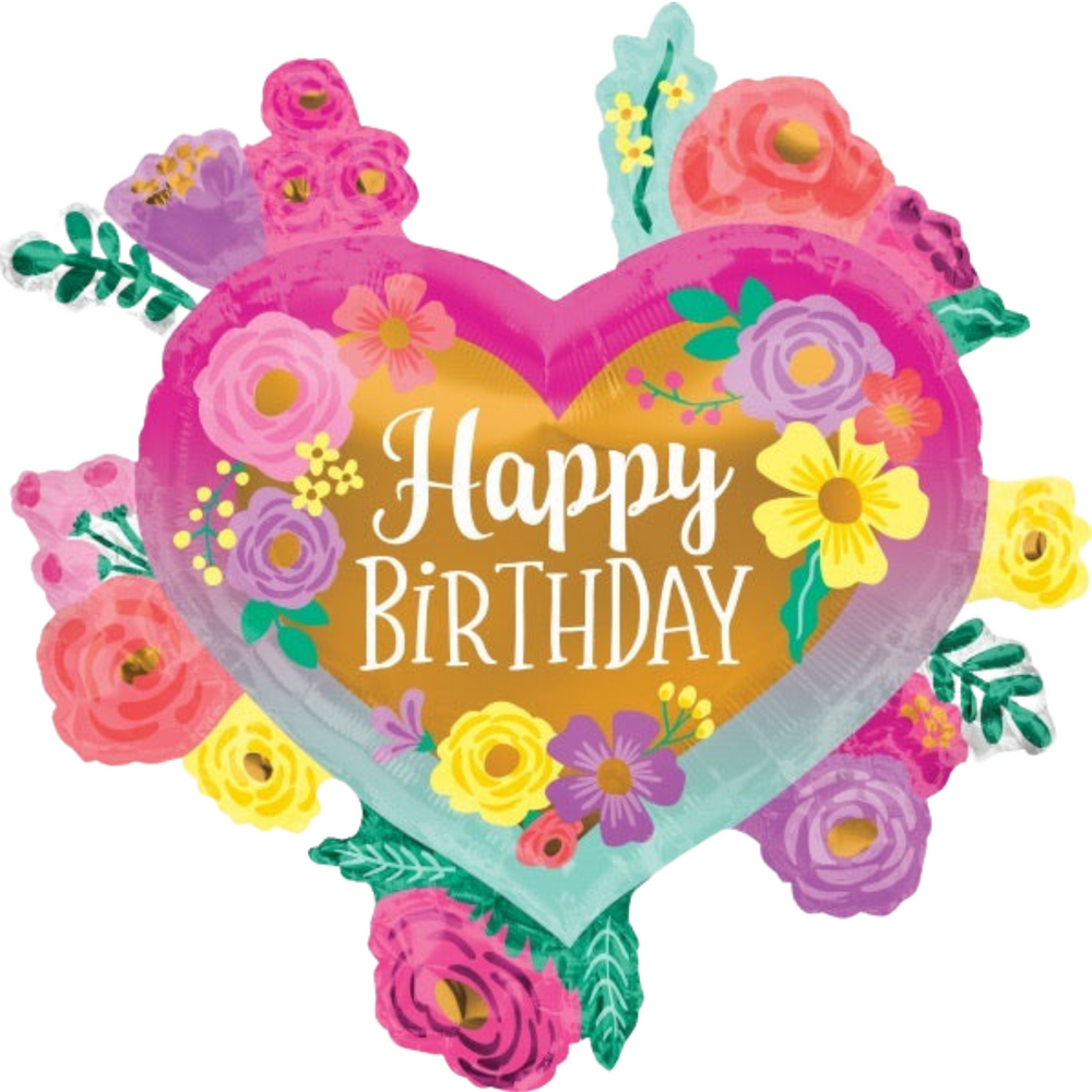 
                
                    Load image into Gallery viewer, Birthday Painted Floral Heart Balloon
                
            