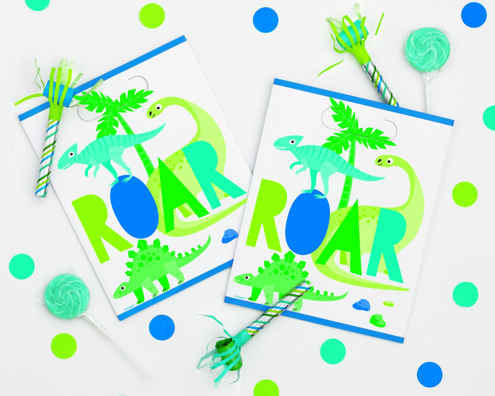 
                
                    Load image into Gallery viewer, Blue &amp;amp; Green Dinosaur Loot Bags 8 pk
                
            