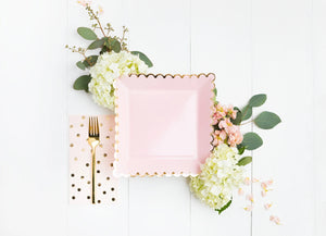 
                
                    Load image into Gallery viewer, Blush Square Scalloped Plates 9&amp;quot;
                
            