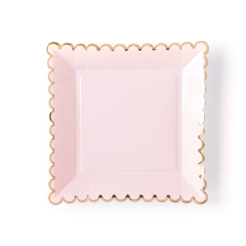 
                
                    Load image into Gallery viewer, Blush Square Scalloped Plates 9&amp;quot;
                
            