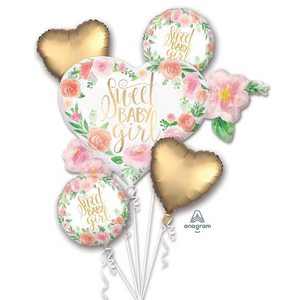 
                
                    Load image into Gallery viewer, Balloon Bouquet &amp;quot;Sweet Baby Girl&amp;quot; (5 piece)
                
            