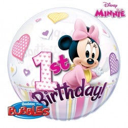 
                
                    Load image into Gallery viewer, Minnie &amp;amp; Mickey Baby 1st birthday Bubble Balloon
                
            