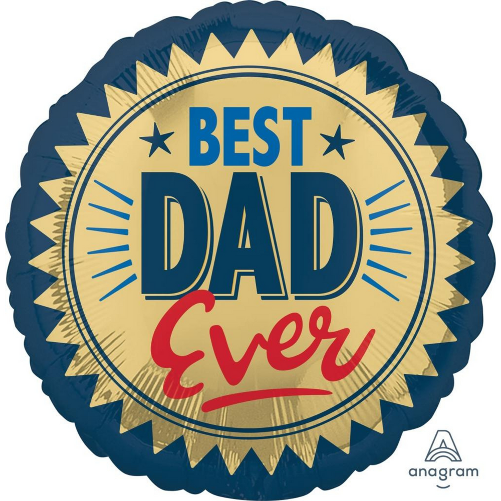 Best Dad Ever Gold Stamp Round Balloon