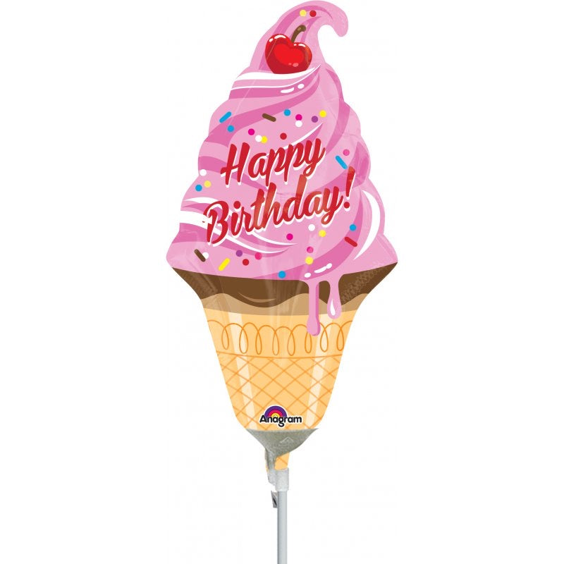 Mini HBD Ice Cream Cone Balloon Air-filled only
