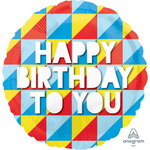 Happy Birthday To You Geometric Colours Balloon