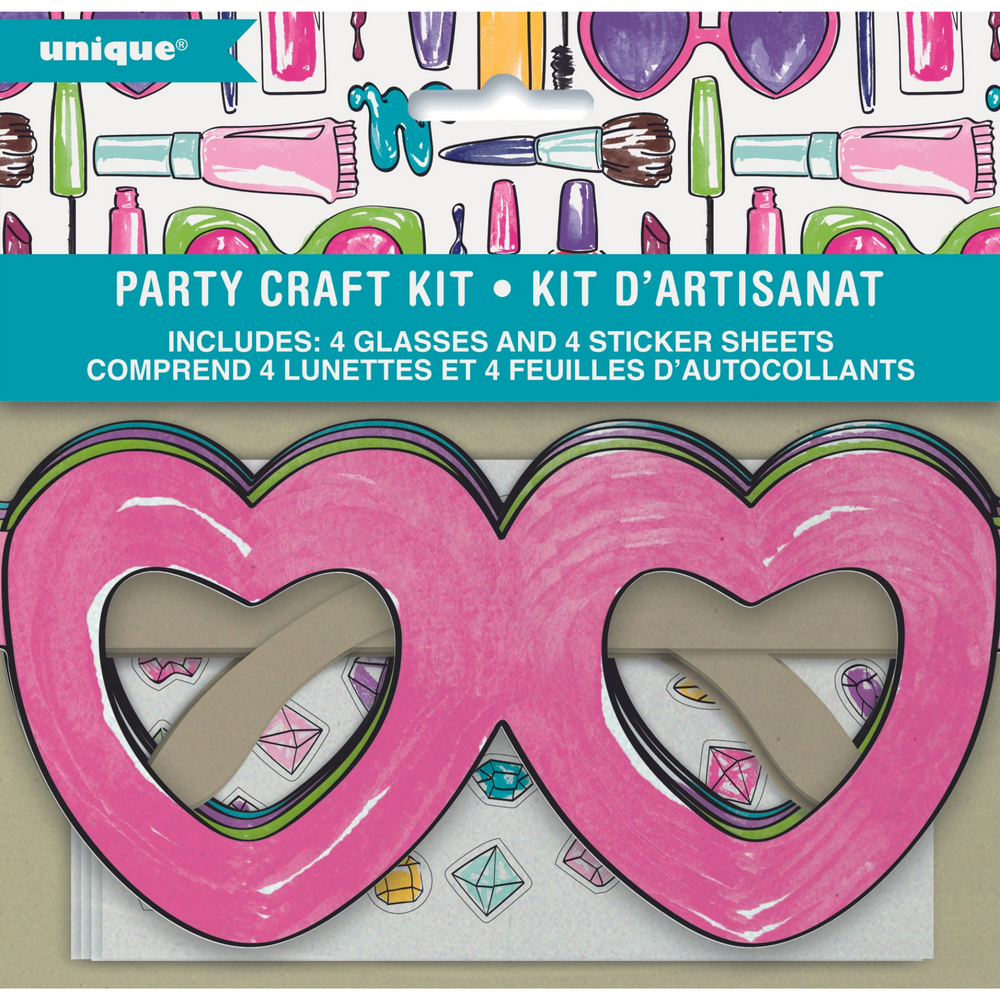 Spa Party BeYOUtiful Heart Glasses with Stickers - set of 4