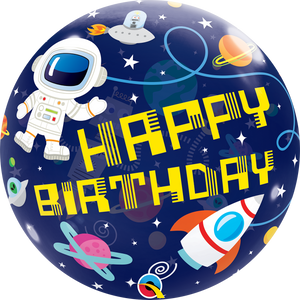 
                
                    Load image into Gallery viewer, Outer Space HBD Astronaut Bubble Balloon
                
            