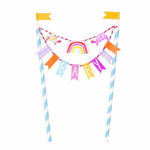 Zoo Baby Shower Bunting Cake Topper