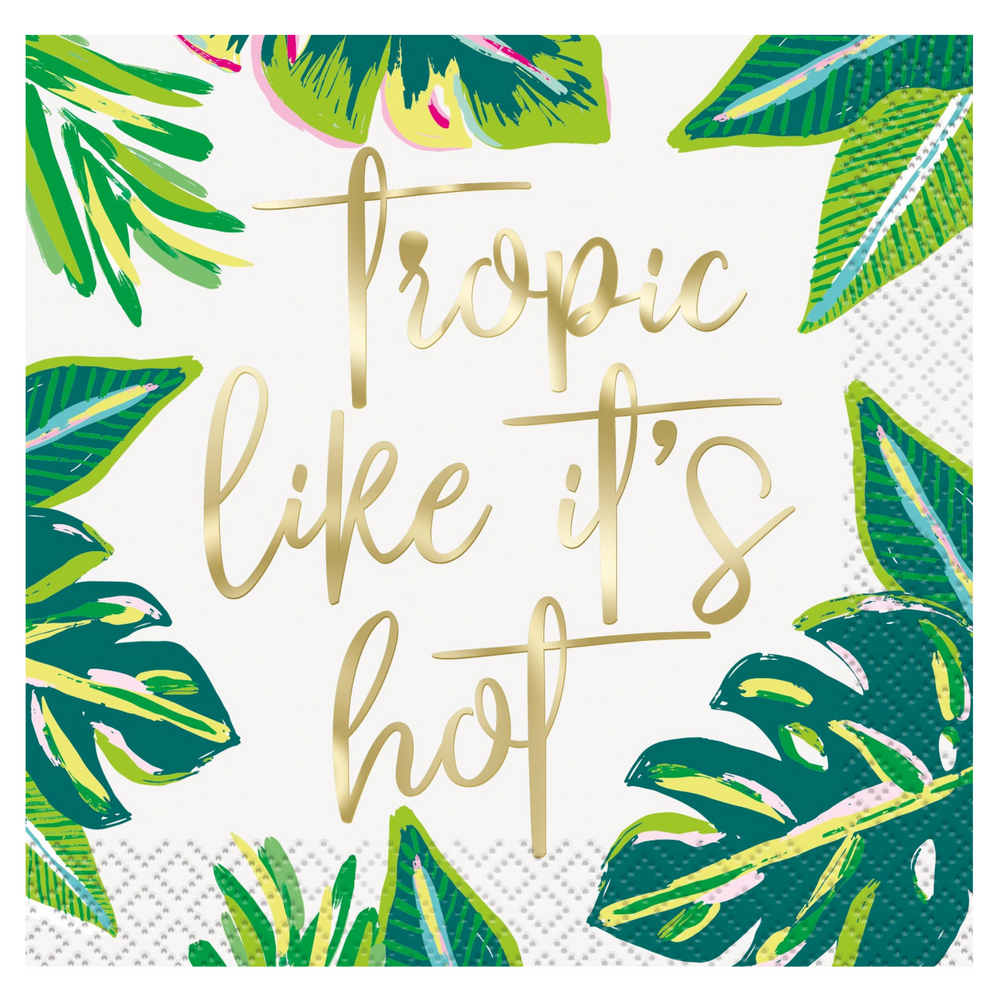 
                
                    Load image into Gallery viewer, Tropical Leaves Tropic Like It&amp;#39;s Hot Beverage Napkins
                
            