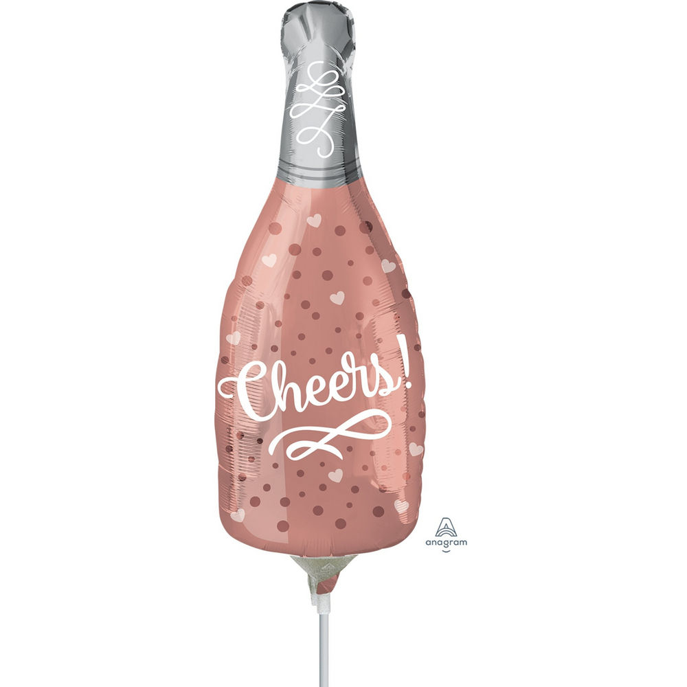 Mini Cheers Rose Champagne Bottle Balloon Air-filled only