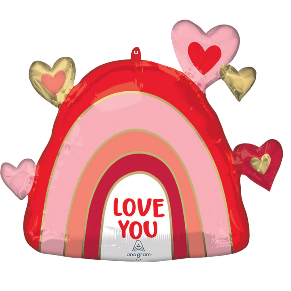 Valentine Rainbow Hearts Balloon