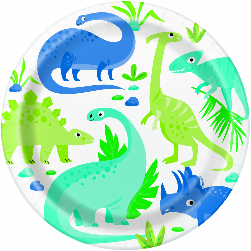 Blue & Green Dinosaur Dinner Plate 9"