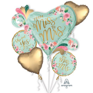 
                
                    Load image into Gallery viewer, From Miss to Mrs Balloon Bouquet (5 piece)
                
            